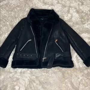 Black Fur-lined Moto Jacket